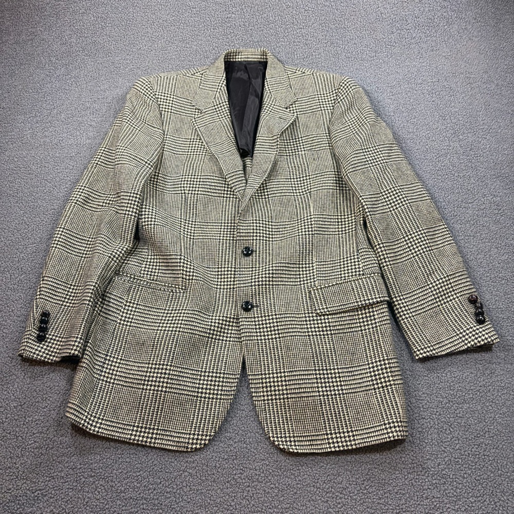 Brooks Brothers Sport Coat Mens 40R Tan Glen Plaid 100% Wool Two Button Blazer